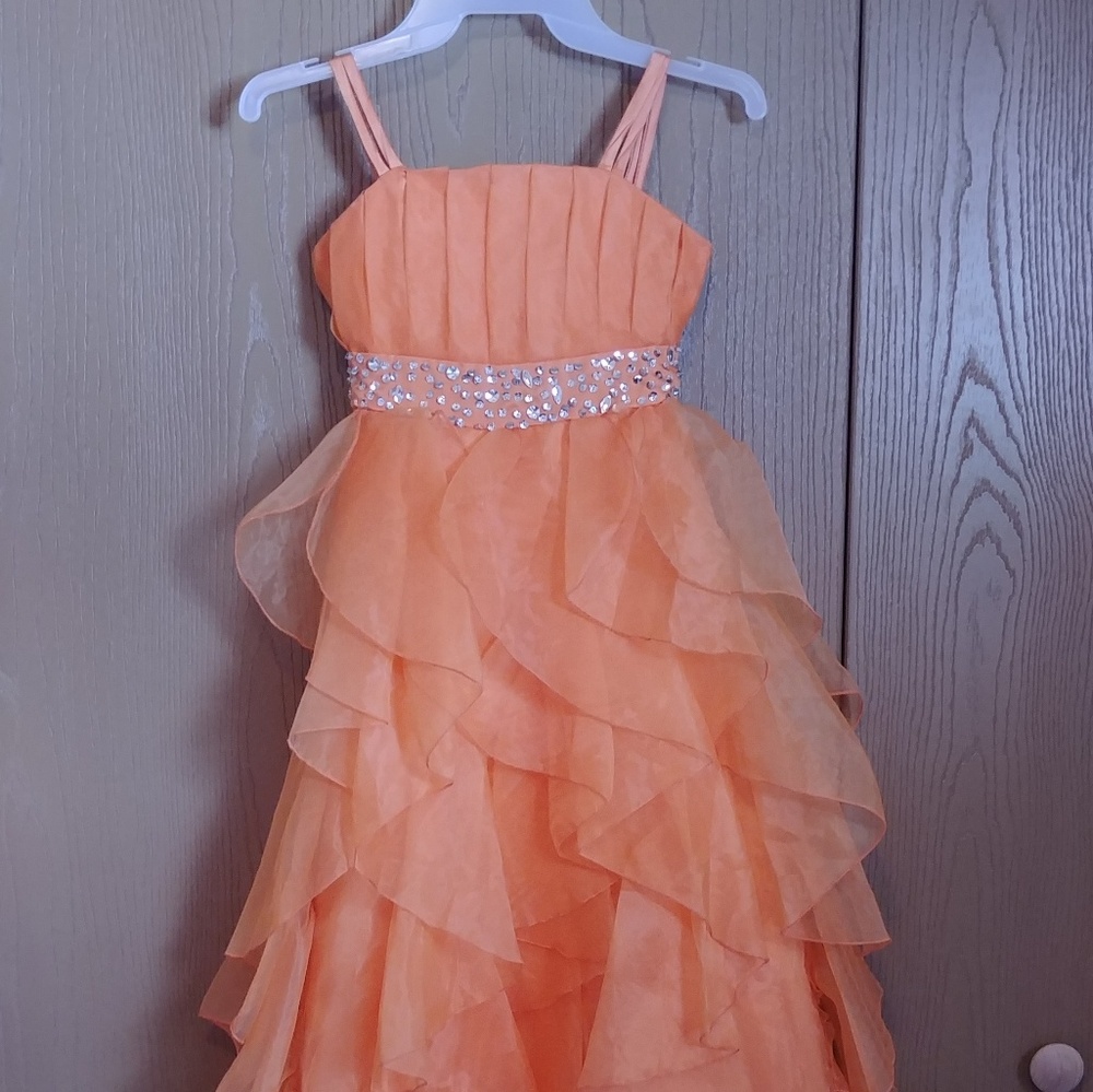 Girls orange pageant/formal dress